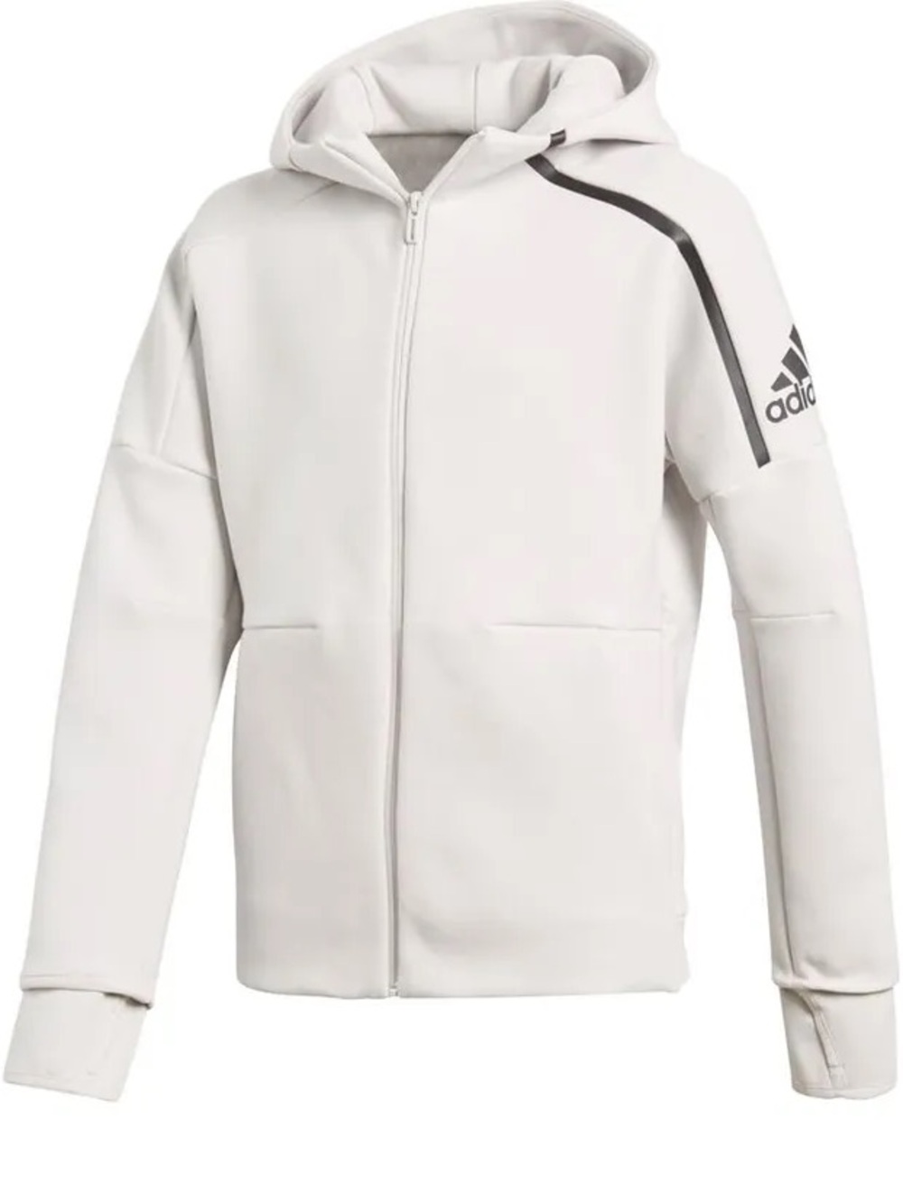 adidas ZNE Gray Full-Zip Up Hooded Jacket Sweatshirt Large